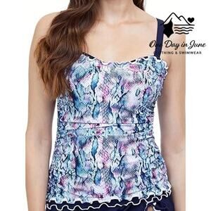 Gottex Ruffle Tankini Top Size 36D